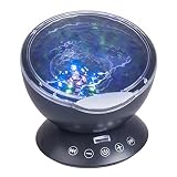 DuaFireリモートコントロールOcean Waveプロジェクタ、組み込みMini 7色ナイトライト音楽プレーヤー用ベビー保育園、リビングルームとベッドルーム