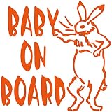 14色 BABY ON BOARD 鳥獣人物戯画 ウサギ ステッカー【BABY IN CAR 兎 男の子 女の子 和柄】 (オレンジ)