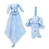 Baby Blankie and Plush Stuffed Animal Toy Hanging Rattle BUNDLE by Kelly Toy (Blue Bunny) [並行輸入品]