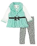 Little Lassベビー女の子3ピースFauxベストセット、ミント カラー: グリーン