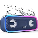 DOSS SoundBox Pro+ Bluetoothスピーカー 24W 重低音 ワイヤレススピーカー ポータブル 小型 ブルートゥース スピーカー【15時間再生/ワイヤレスステレオ対応/ライティング機能/IPX6 防水/マイク内蔵/Aux-in/TFカード対応/お風呂 アオトドア適用】（ブルー）