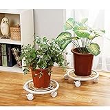 Plant shelf 可動ラウンドフラワーポットラック、アイアンフラワースタンドベースプラントポットスタンドオンホイール2セット Flower racks ( 色 : 白 )