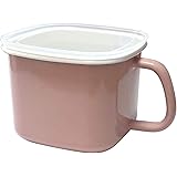 【Amazon.co.jp限定】 富士ホーロー 味噌ポット 角型 琺瑯 保存 容器 持ち手付き アッシュピンク C-AKP.AP