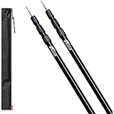 FIELDOOR 伸縮式 アルミテントポール 直径28mm (高さ89～230cm) 3継無段階調節 2本セット 収納袋付き 無段階調節 振り出しタイプ 簡単 高さ調節 回すだけ ロック スライド