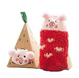 ソフトコーラルベルベットベビーソックスかわいい漫画の幼児ソックスレッド豚