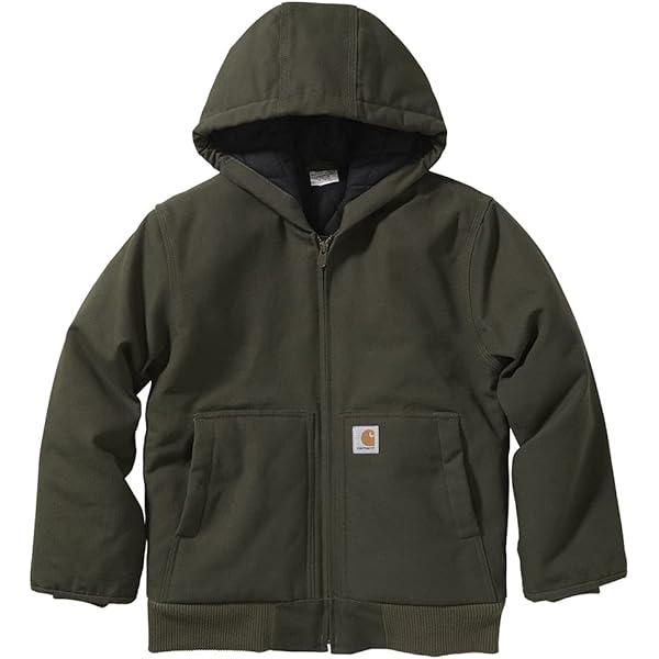 Amazon | Carhartt ボーイズ フランネル裏地付きフード付きキャンバス