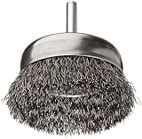 Weiler Stem-Mounted Wire Cup Brush, Round Shank, Steel, Crimped Wire, 2-1/2 Diameter, 0.014 Wire Dia