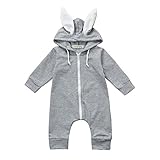 (プタス)Putars ベビー服 子供服 ロンパース 女の子 男の子 耳付き うさぎ模様 新生児 歩行服 出産お祝い 記念日 プレゼント 0-24ヶ月