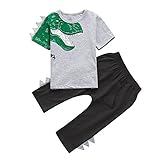 Tovadoo 子供服 ベビー服 男の子 トップス+ズボン 春夏 半袖 恐竜柄 多色 カッコイイ 可愛い プレゼント 通学 旅行 海遊び 18ヶ月-4歳