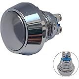 mxuteuk 12 mm 1/2"取り付け穴1NO SPST DC/AC 36V 2Aシルバーステンレススチールラウンドメタルシェル瞬時押しボタンスイッチ - シルバーYM-12-T-SR