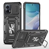 [Taosan] Moto G53J 5G / G53Y 5G 対応ケース リング付き TPU+PC 二層構造 耐衝撃 軽量 360度回転 スタンド機能 カメラ保護 傷防止 スマホケース (ブラック, Moto G53)