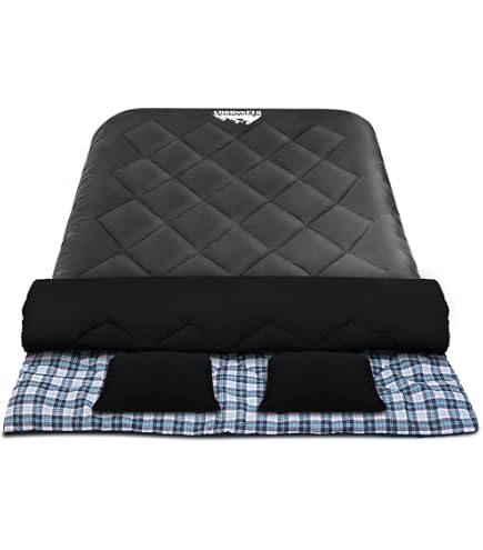 100% Cotton Sleeping Bag For Adults - Cold Weather Camping With Compression Sack