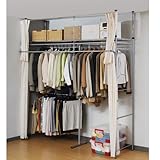 ツッパリ クローゼット ハンガー ラック　フロントハンガー 付 (奥行53cm)【ワイド】