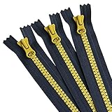 Y.K.K 8ビスロンファスナー 20cm ブルー×カラシ 3本入 8VSC20-CO7