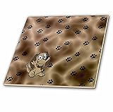 3dRose ct_52456_1 Puppy Paw Prints Ceramic Tile, 4" [並行輸入品]