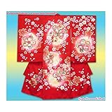 お宮参り着物 正絹の女の子用産着(初着)「赤、桜御所車」IGU705