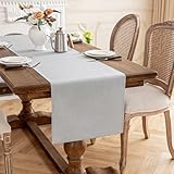 AooHome テーブルランナー グレー 30x140cm リネン風デザイン 無地 和風 洋風 北欧 クロス テーブルクロス テーブルセンター ブリッジランナー 洗えるポリエステル製・撥水｜防傷加工 グレー