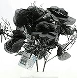 6-stem 14 "人工ブラックローズBouquets with Spidersフローラルハロウィン( Pack of 2 )