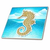 Doreen Erhardt Sea Life – Gold Glitter Seahorse Sunlit Ocean Tropicalスクラップブックスタイル – タイル 4" ct_211233