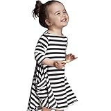 Infant Toddlers Girls Daughter FEITONG Black White Striped Dress Casual Family Clothes Dress by FEIT