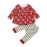 Tovadoo 子供服 ベビー服 女の子 トップス+ズボン ワンピース クリスマス服 秋冬 長袖 ヘラジカ柄 雪柄 可愛い 保育園 旅行 プレゼント