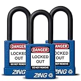 ZING 7064 RecycLock Safety Padlock Keyed Alike1-1/2 Shackle 1-3/4 Body Blue 3 Pack [並行輸入品]