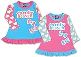 (キャンディヘブン)candy heaven 【candy heaven】 キャンディヘブン ハート柄 フリル付 Aライン ワンピース 長そでTシャツ 80cm/90cm/95cm 80 本体ピンク