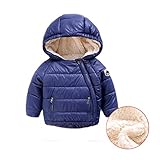 LittleSpring秋冬 ベビー 裏起毛 コート 中綿 ジャケット 防寒対策 厚手 あったか アウトドア アウター キッズ 男の子 ジュニア 子供服 青 ネイビー 120