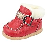 (ラボーグ) La Vogue ベビー 子供靴 フォーマル靴 合皮 ボア付き 赤ちゃん 新生児 出産祝い 歩行サポート 中綿シューズ 女の子 あったか 可愛い (内寸13.3cm, レッド)