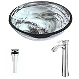 MezzoシリーズエメラルドWisp、ハーモニーでdeco-glass容器シンク蛇口でつや消しニッケル