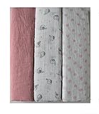 Lollypop Pink, Birds & Hearts Muslin Swaddle Blankets by Manhattah Kids