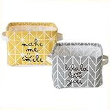 Fieansスモールストレージバスケットのセット2折りたたみ可能なストレージビンおもちゃオーガナイザーハンドル付きキューブfor子供部屋、オフィス、ホーム、クローゼット、赤ちゃん部屋