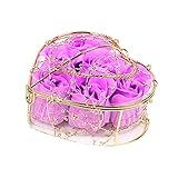 七色の花 石鹸 バラ ローズ 造花 香り 綺麗 ロマンチック 手作り 恋人 贈り物 手 洗う 6個セット (パープル)