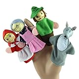 Tenworld Baby Toy Gift 4PCS/Set Little Red Riding Hood Christmas Animal Finger Puppet Storytelling D