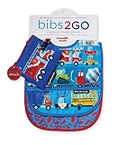 お食事スタイ お食事エプロン お食事 離乳食 ポーチ ２枚組 ベビー用品 ポリエステルスタイ 水洗い 出産祝い ギフト (自動車柄)