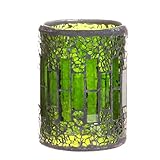 GiveU Mosaic Glass Flameless Pillar Led Candle with Timer3X4Green for Home Decor Weddings Parties an