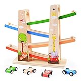 Sunworld　キッズ玩具　木のおもちゃ　知育玩具　木製　車　スロープ (動物)