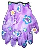 Carolina Gloves 11462L Elite Clear Polyurethane Coated Pink Floral Nylon Knit Gardening Glove, Large