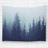 pdhome Misty Fog In Pine Forest壁タペストリー、寮寝室リビングルームホーム装飾壁吊り 90 X 60 inch