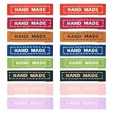 Beadthoven DIYの縫製タグ 衣類ラベル 約80枚入り カラフル 刺繍タグ 布タグ 矩形 英文柄 Handmade 裁縫ラベル 織物クラフトラベル タグラベル DIY 手芸 装飾 バッグ/帽子/スカーフなどに適用 手作り ハンドクラフト アクセサリー 8色セット 43.5~44.5x10mm
