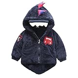 幼児のフード付きコート赤ちゃんガールズボーイズ帽子をかぶっている恐竜フード付きコートクロークジャケット厚手暖かい服 OVERMAL (100, 紺色)