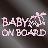 nc-smile ハワイアン BABY ON BOARD ホヌ ステッカー サーモンピンク