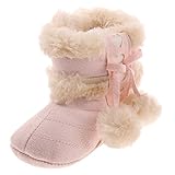 【ノーブランド品】幼児　赤ちゃん　ちょう結び　ぬいぐるみ　ボンボン付　ブーツ　ボール　靴　シューズ　冬　暖かい　可愛い　全3色3サイズ - ピンク, 13センチメートル