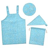 よつば洋品店オリジナル キッズエプロン3点セット (110/スターフレーム) 【QO-YY060A】 エプロン＆三角巾＆巾着 子供用 男の子 女の子