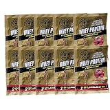 プロテイン ホエイプロテイン ゴールドジム 20g TRAUM 限定 セット 【 GOLD’ｓ GYM 】 チョコレート ストロベリー カフェオレ ヨーグルト クッキー&クリーム wpi bcaa 日本製 栄養 補給 健康 ヘルスケア アスリート スポーツ フィットネス トレーニング (ストロベリー20g × 10袋セット)