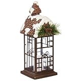 Evergreen Snowy Cottage LED Candle Lantern