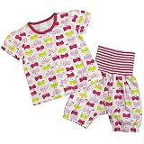 ガールズ|ベビー|パジャマ[enfant pur]腹巻付 半袖ハーフパンツ パジャマ上下セット|ちょうちょ柄|天竺素材 寝間着|女の子|女児 95cm PK-ピンク