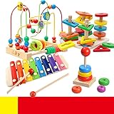 赤ちゃんおもちゃ　ビーズコースター 　キッズ 　木製 　ルーピング 　おもちゃ　指先トレーニング 　積み木　セット　ミニ サイズ 海洋模様　早期開発　プレゼント (4点セット)