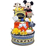 出産祝い ディズニー おむつケーキ 大人気 ミッキーマウス ３段 オムツケーキ 喜ばれるベビー用品が沢山 男の子 パンパース (Ｍ)