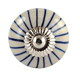 Set of 2 Blue Zebra Pattern hand painted ceramic pumpkin knobs cabinet drawer handles pulls